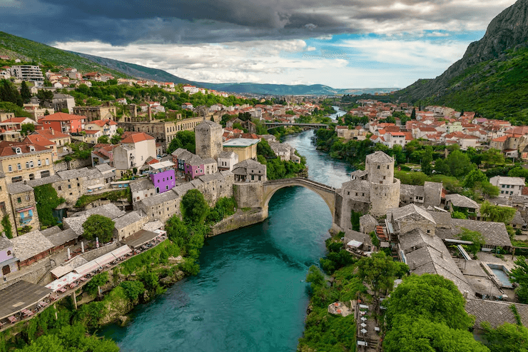 Balkan mountain town scenery